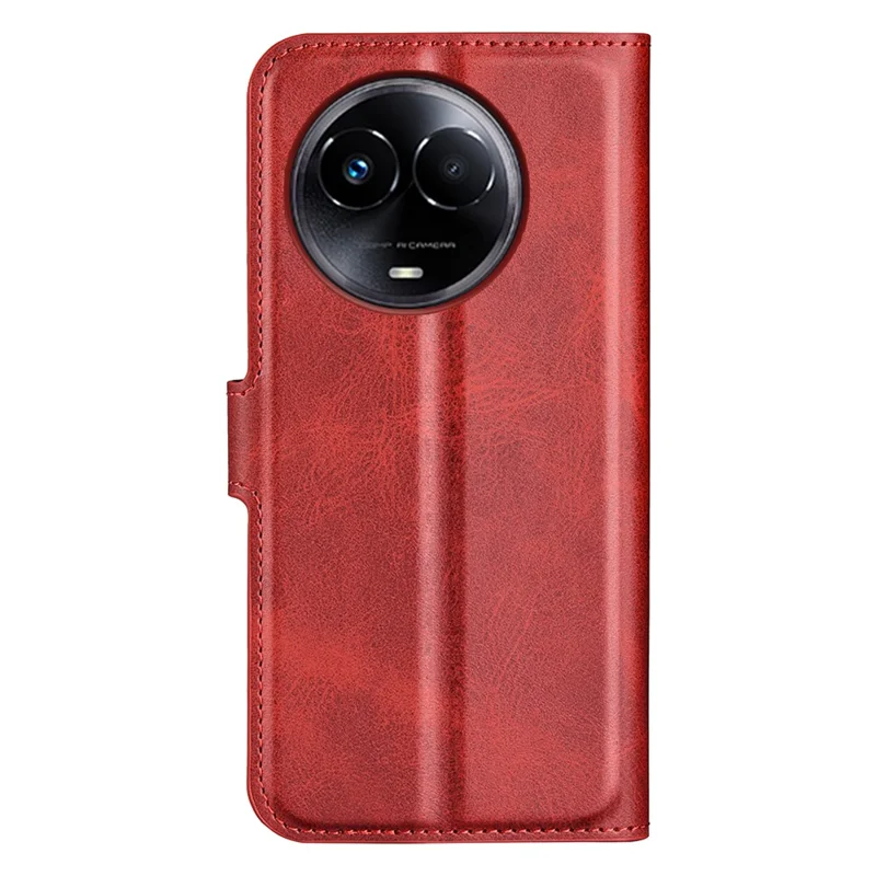 For Realme 11x 5G / 11 5G (Global) Phone Case Wallet Stand PU Leather Shell Calf Texture Full Protection Phone Cover - Red