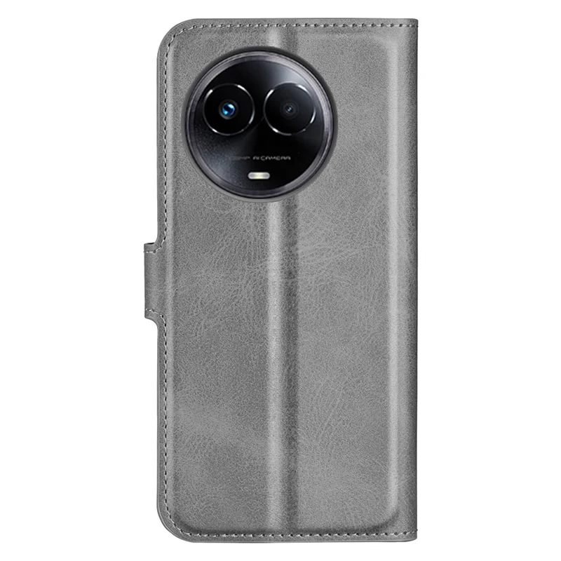 For Realme 11x 5G / 11 5G (Global) Phone Case Wallet Stand PU Leather Shell Calf Texture Full Protection Phone Cover - Grey