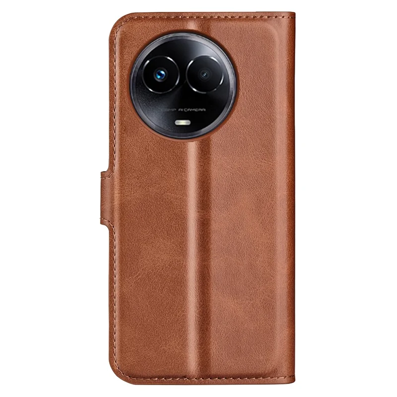 For Realme 11x 5G / 11 5G (Global) Phone Case Wallet Stand PU Leather Shell Calf Texture Full Protection Phone Cover - Light Brown