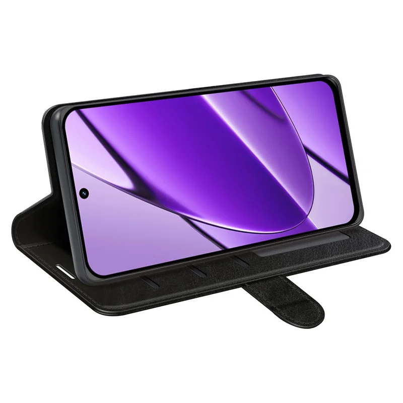 Pour Realme 11x 5G / 11 5G (Global) Étui de protection pour téléphone à rabat Crazy Horse Texture PU Leather Stand Cover - Noir