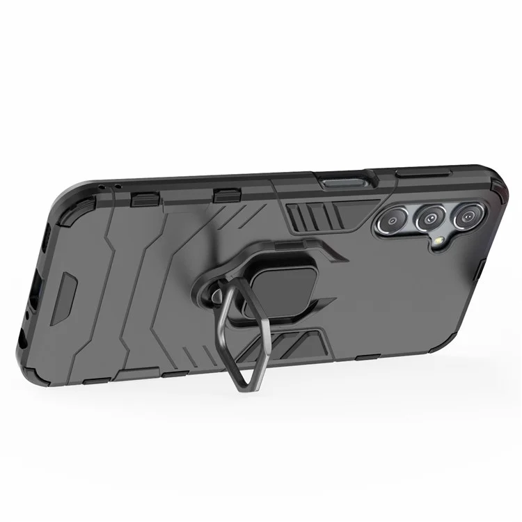 Pour Samsung Galaxy S23 FE Hybrid Hard PC Soft TPU Phone Case Ring Holder Kickstand Cover - Noir