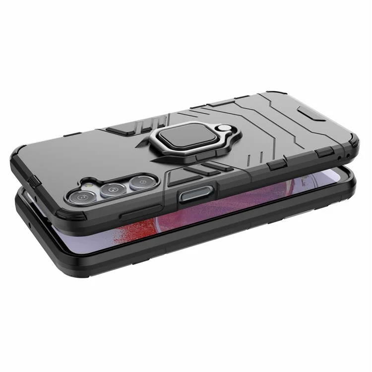 Pour Samsung Galaxy S23 FE Hybrid Hard PC Soft TPU Phone Case Ring Holder Kickstand Cover - Noir