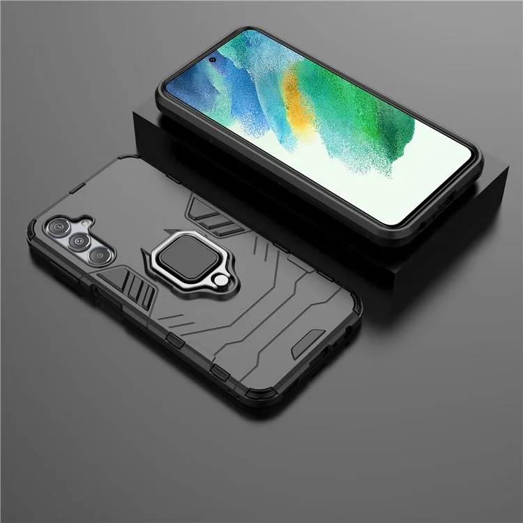 Pour Samsung Galaxy S23 FE Hybrid Hard PC Soft TPU Phone Case Ring Holder Kickstand Cover - Noir
