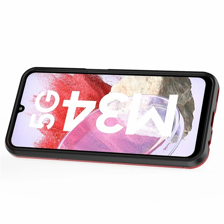 Для Samsung Galaxy F34 5G / M34 5G Жесткий ПК Мягкий ТПУ Задняя крышка Вращающееся кольцо Подставка Чехол для телефона - Красный