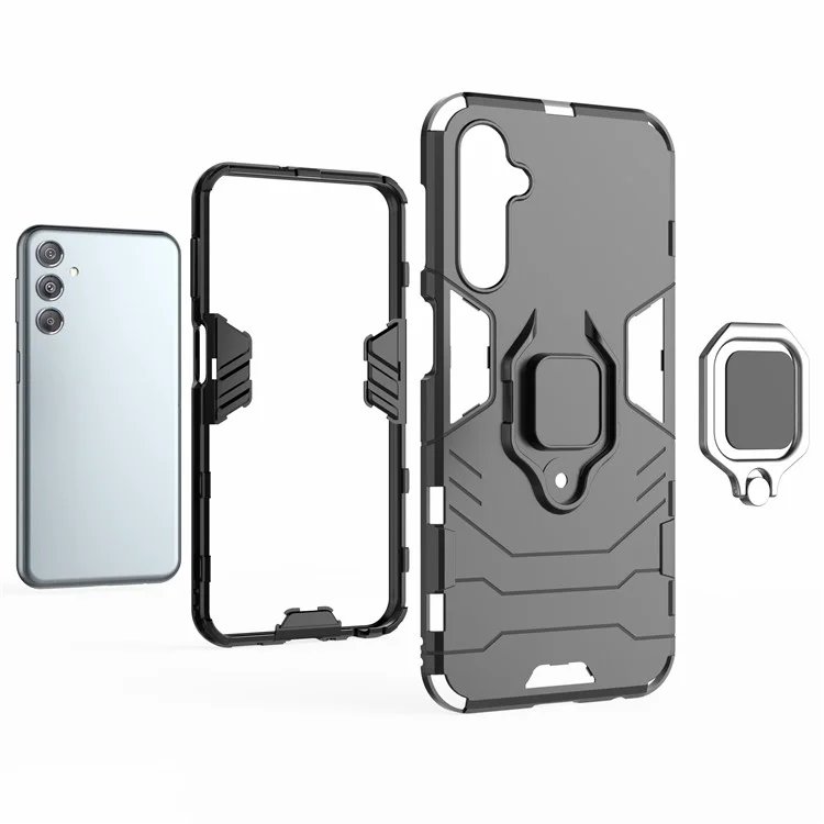 Для Samsung Galaxy F34 5G / M34 5G Жесткий ПК Мягкий ТПУ Задняя крышка Вращающееся кольцо Подставка Чехол для телефона - Красный