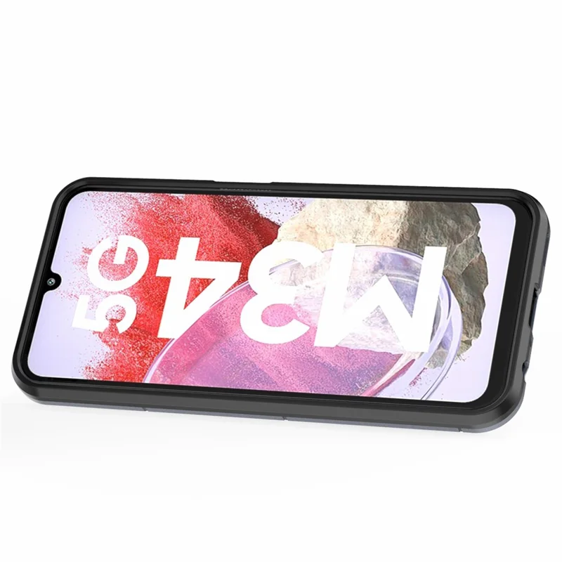 For Samsung Galaxy F34 5G / M34 5G Hard PC Soft TPU Back Cover Rotatable Ring Holder Kickstand Phone Case - Blue