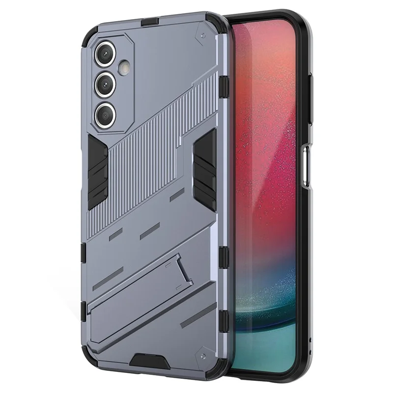 PC+TPU Dual Layer Case for Samsung Galaxy S23 FE , Kickstand Protective Cell Phone Cover - Grey