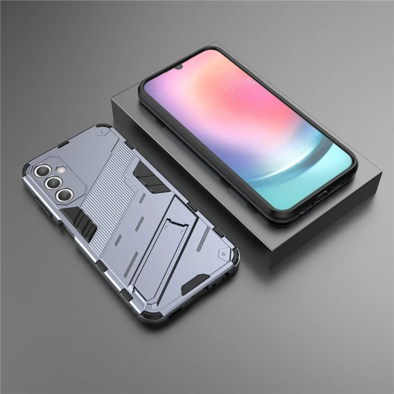PC+TPU Dual Layer Case for Samsung Galaxy S23 FE , Kickstand Protective Cell Phone Cover - Grey