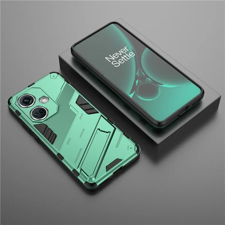 PC+TPU stoßfeste Hülle für OnePlus Nord CE3 5G, Kickstand-Rüstungs-Handyhülle - Grün