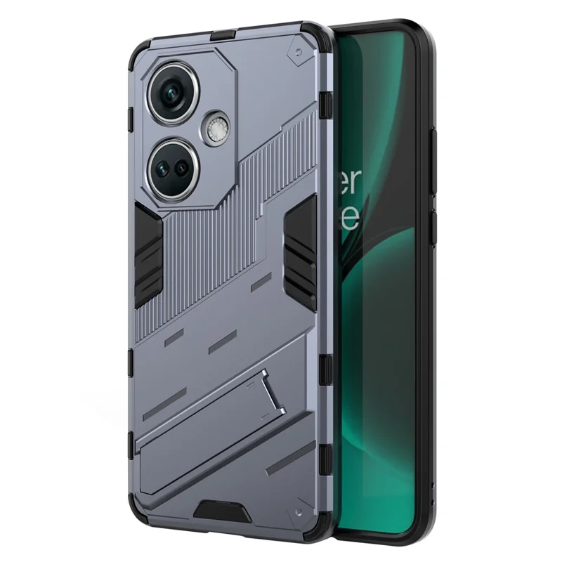 PC+TPU Impact-Resistant Case for OnePlus Nord CE3 5G , Kickstand Armor Phone Cover - Grey