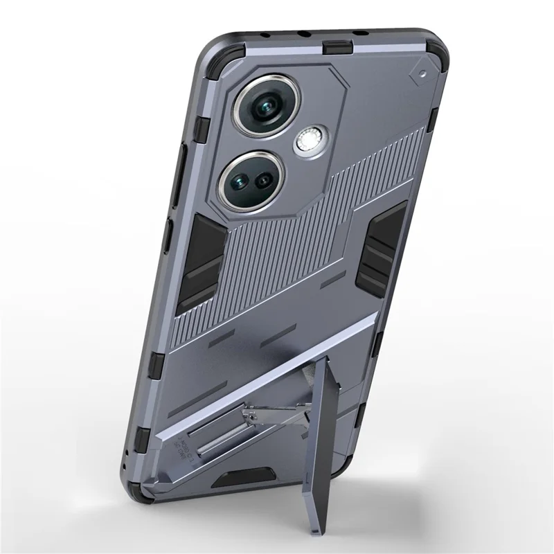 PC+TPU Impact-Resistant Case for OnePlus Nord CE3 5G , Kickstand Armor Phone Cover - Grey