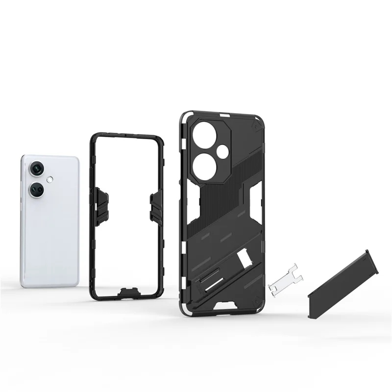 PC+TPU Impact-Resistant Case for OnePlus Nord CE3 5G , Kickstand Armor Phone Cover - Grey