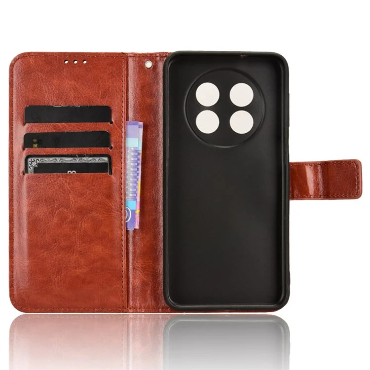 For Ulefone Note 15 PU Leather Crazy Horse Texture Case Stand Wallet Flip Phone Cover - Brown