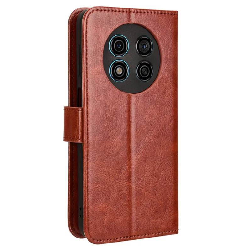 For Ulefone Note 15 PU Leather Crazy Horse Texture Case Stand Wallet Flip Phone Cover - Brown