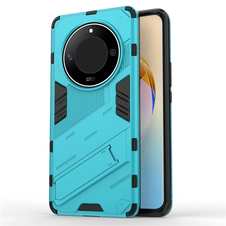 For Honor X50 / X9b 5G / Magic6 Lite 5G PC+TPU Shockproof Phone Case Hidden Kickstand Back Cover - Baby Blue