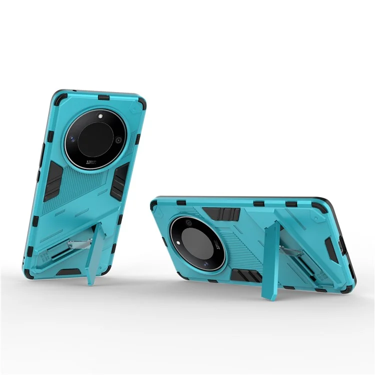 For Honor X50 / X9b 5G / Magic6 Lite 5G PC+TPU Shockproof Phone Case Hidden Kickstand Back Cover - Baby Blue