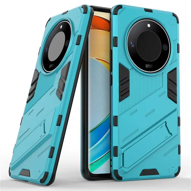 For Honor X50 / X9b 5G / Magic6 Lite 5G PC+TPU Shockproof Phone Case Hidden Kickstand Back Cover - Baby Blue