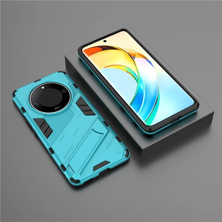 For Honor X50 / X9b 5G / Magic6 Lite 5G PC+TPU Shockproof Phone Case Hidden Kickstand Back Cover - Baby Blue