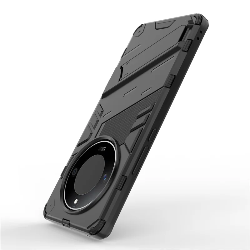For Honor X50 / X9b 5G / Magic6 Lite 5G PC+TPU Shockproof Phone Case Hidden Kickstand Back Cover - Black
