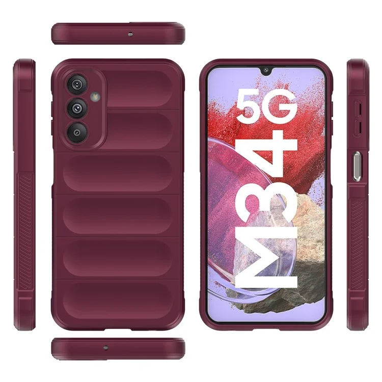 Ударопрочный чехол для телефона для Samsung Galaxy F34 5G / M34 5G Защитная прочная TPU-крышка для телефона - вино красный