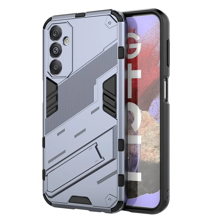 Für Samsung Galaxy F34 5G / M34 5G Stoßfeste Handyhülle PC+TPU Rückseite mit Ständer - Grau
