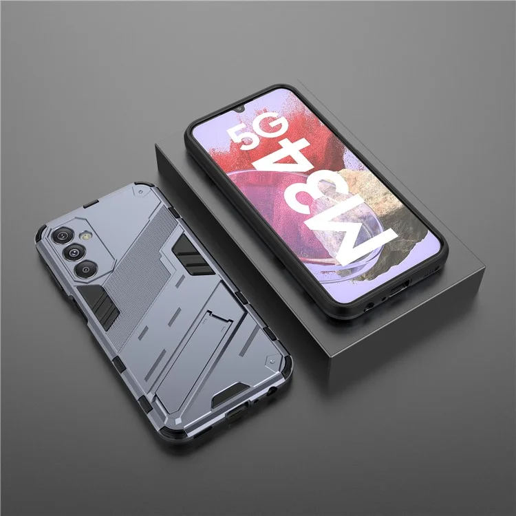 Für Samsung Galaxy F34 5G / M34 5G Stoßfeste Handyhülle PC+TPU Rückseite mit Ständer - Grau
