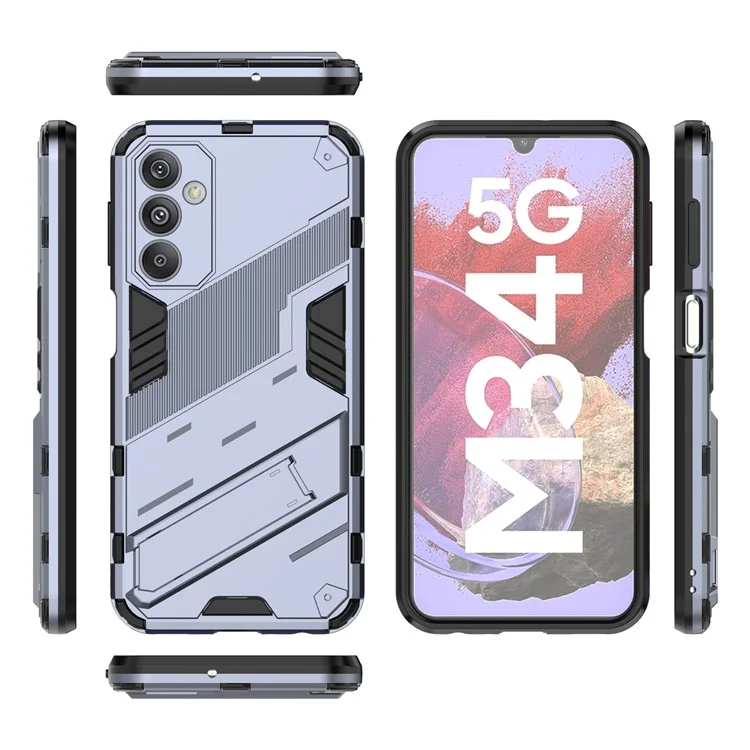 Für Samsung Galaxy F34 5G / M34 5G Stoßfeste Handyhülle PC+TPU Rückseite mit Ständer - Grau