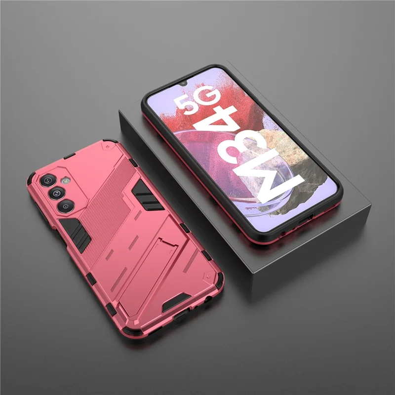 För Samsung Galaxy F34 5G / M34 5G Antislips mobilskal PC+TPU bakplatta med stöd - Rosa