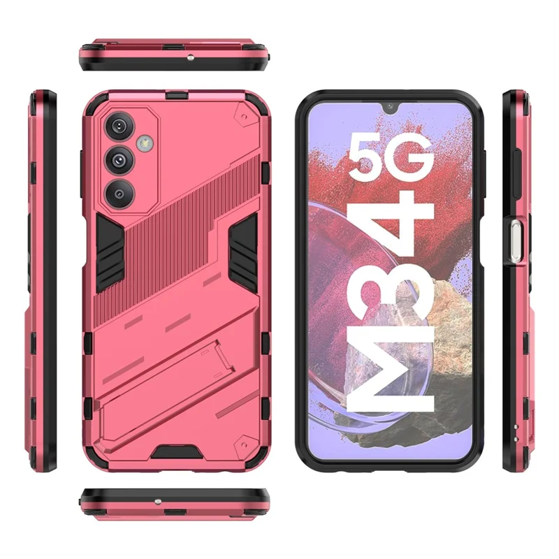 För Samsung Galaxy F34 5G / M34 5G Antislips mobilskal PC+TPU bakplatta med stöd - Rosa