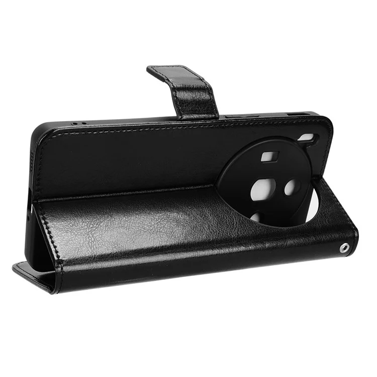 Wallet Phone Case for ZTE nubia Z50S Pro 5G , PU Leather Crazy Horse Texture Stand Cover - Black