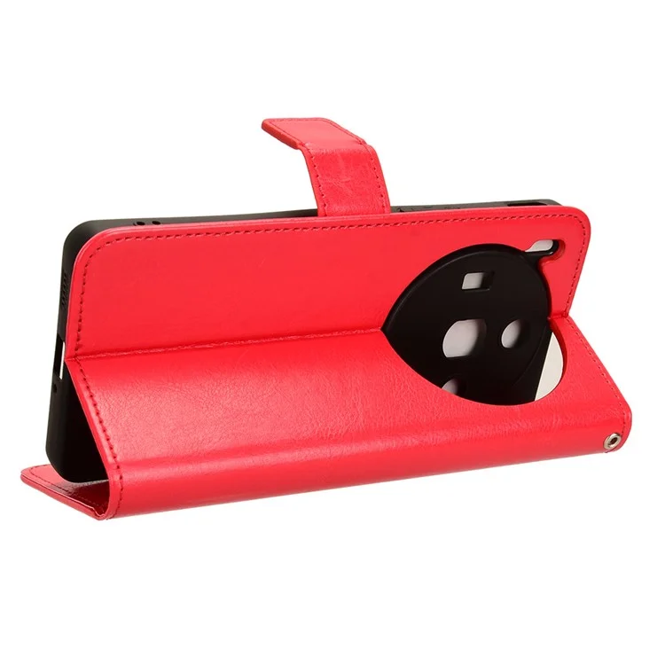 Funda de Cartera de Teléfono para ZTE nubia Z50S Pro 5G, Textura de Cuero PU de Caballo Loco Cubierta de Soporte - Rojo