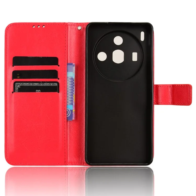 Funda de Cartera de Teléfono para ZTE nubia Z50S Pro 5G, Textura de Cuero PU de Caballo Loco Cubierta de Soporte - Rojo