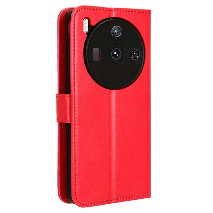 Funda de Cartera de Teléfono para ZTE nubia Z50S Pro 5G, Textura de Cuero PU de Caballo Loco Cubierta de Soporte - Rojo