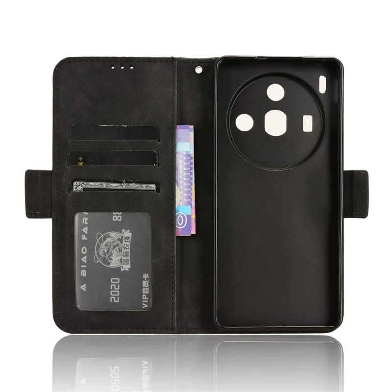 Für ZTE nubia Z50S Pro 5G PU-Leder-Ständer-Cover mit mehreren Kartensteckplätzen Wallet Folio-Handyhülle - Schwarz