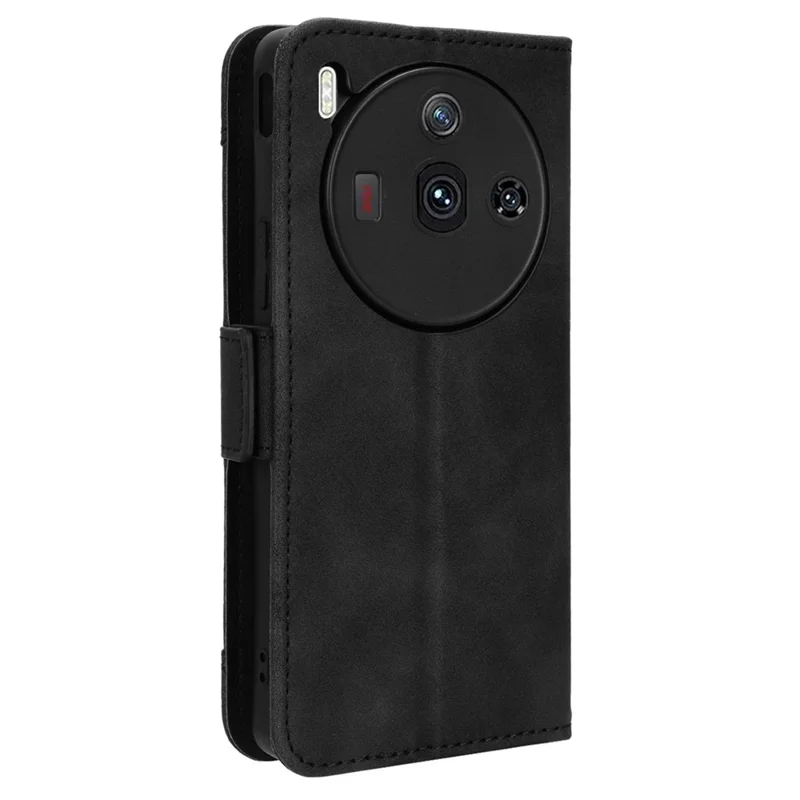 Für ZTE nubia Z50S Pro 5G PU-Leder-Ständer-Cover mit mehreren Kartensteckplätzen Wallet Folio-Handyhülle - Schwarz
