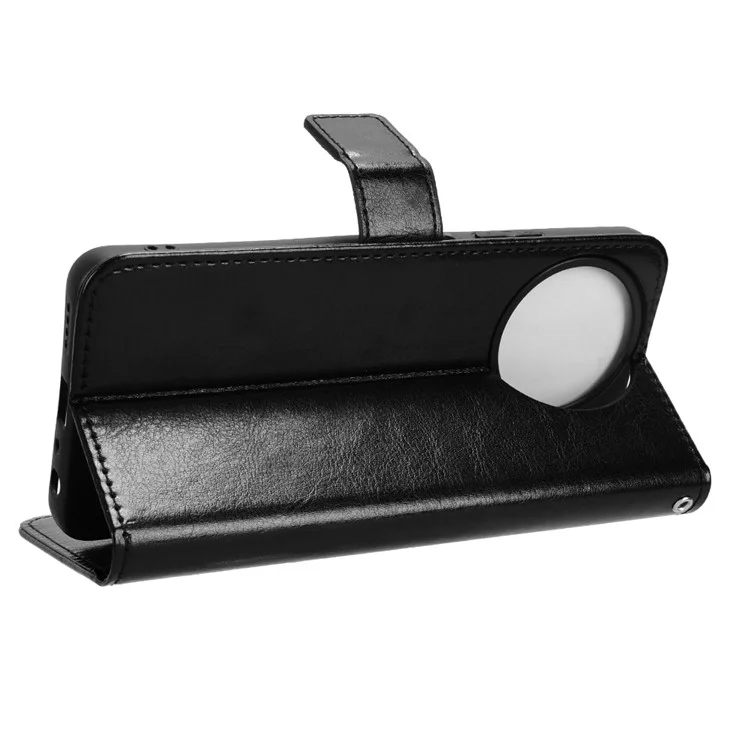 Funda de piel sintética para Realme 11x 5G / 11 5G (Global), funda de teléfono con tapa y soporte plegable - Negro