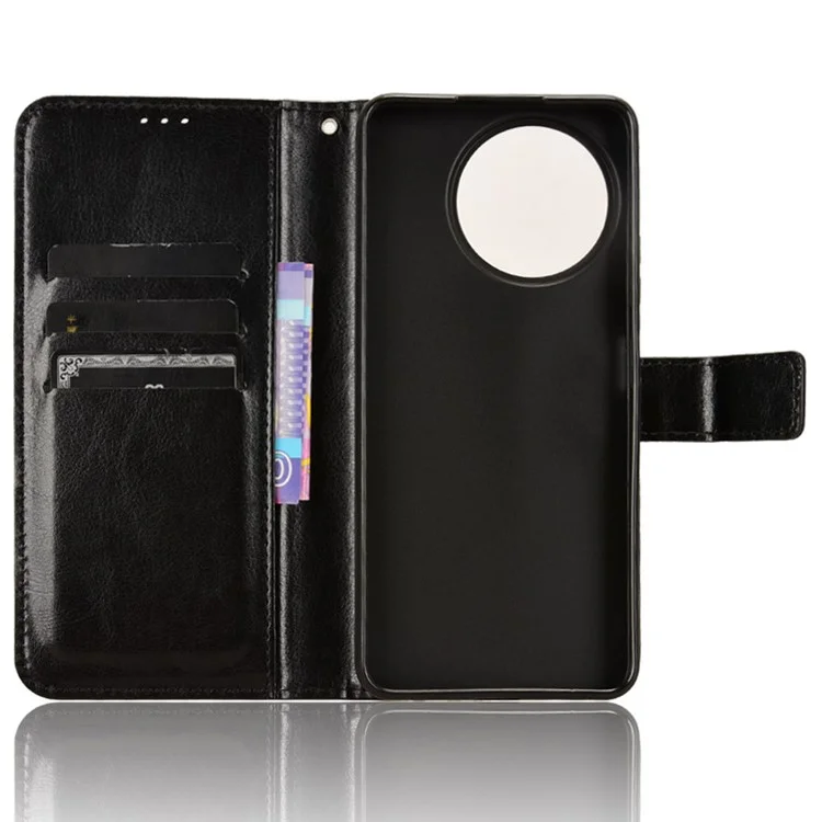 Funda de piel sintética para Realme 11x 5G / 11 5G (Global), funda de teléfono con tapa y soporte plegable - Negro