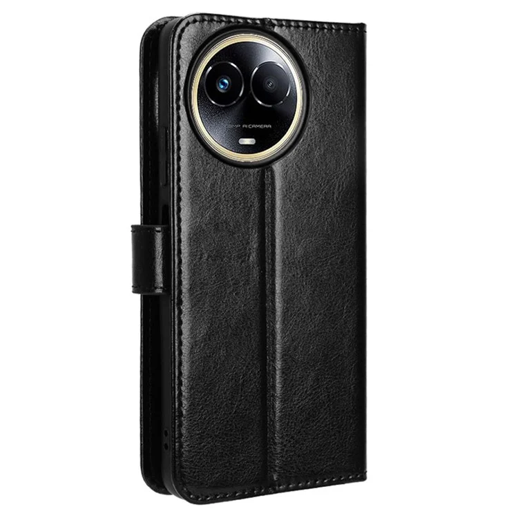Funda de piel sintética para Realme 11x 5G / 11 5G (Global), funda de teléfono con tapa y soporte plegable - Negro