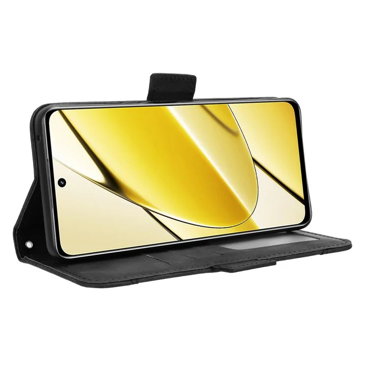 Custodia Portafoglio in PU Pelle con Slot Multipli per Realme 11x 5G / 11 5G (Globale), Custodia Protettiva con Supporto - Nero