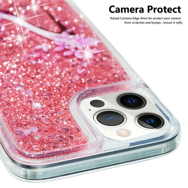 Custodia TPU per iPhone 15 Pro, Glitter Bling Powder Quicksand Case Pattern Printing Shell - High Heel