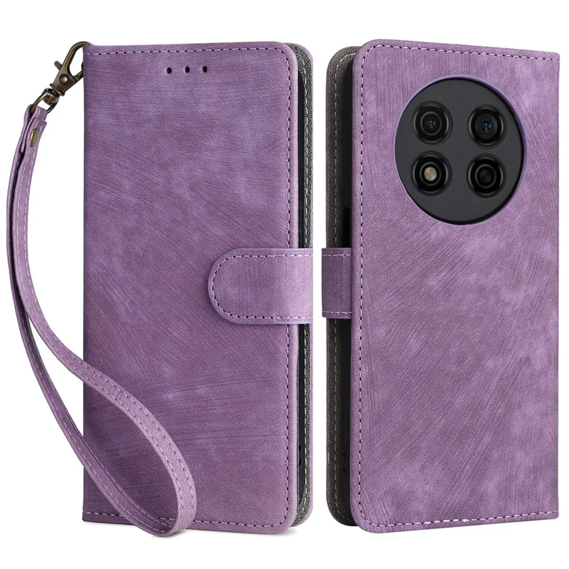 For Ulefone Note 15 Wallet Phone Case Anti-Scratch RFID Blocking Leather Cover with Strap - Purple