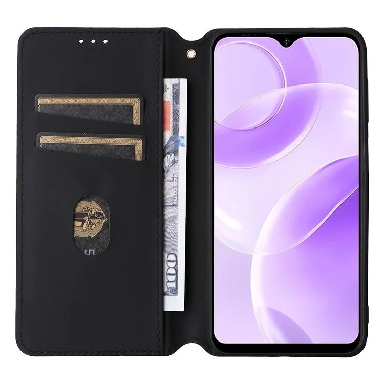 Para Ulefone Note 15 Rhombus Imprinted Wallet Phone Case Leather Stand Phone Cover - Preto