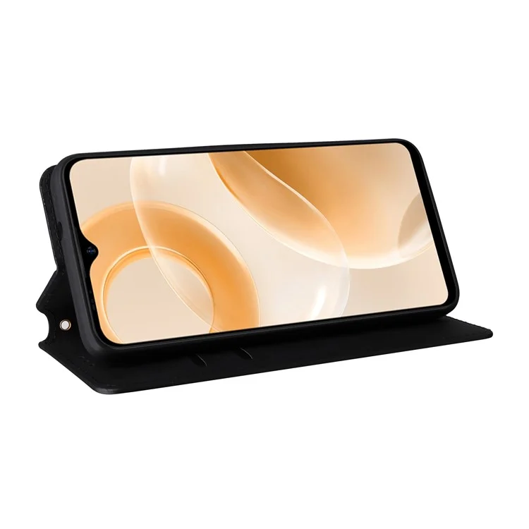Para Ulefone Note 15 Rhombus Imprinted Wallet Phone Case Leather Stand Phone Cover - Preto