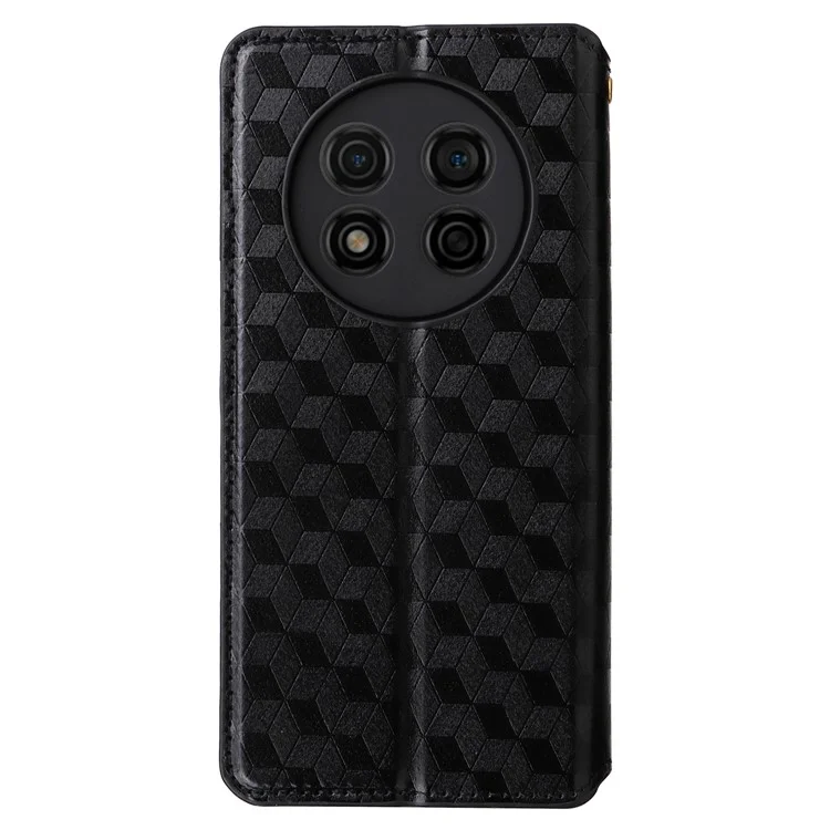 Para Ulefone Note 15 Rhombus Imprinted Wallet Phone Case Leather Stand Phone Cover - Preto