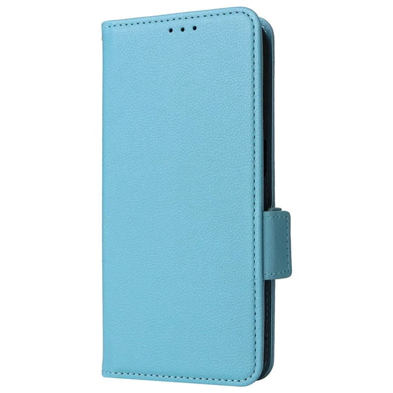 For Ulefone Note 15 Litchi Texture Phone Case PU Leather Wallet Stand Anti-Drop Cover with Strap - Baby Blue