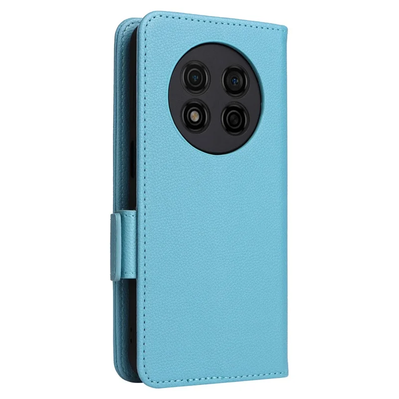 For Ulefone Note 15 Litchi Texture Phone Case PU Leather Wallet Stand Anti-Drop Cover with Strap - Baby Blue