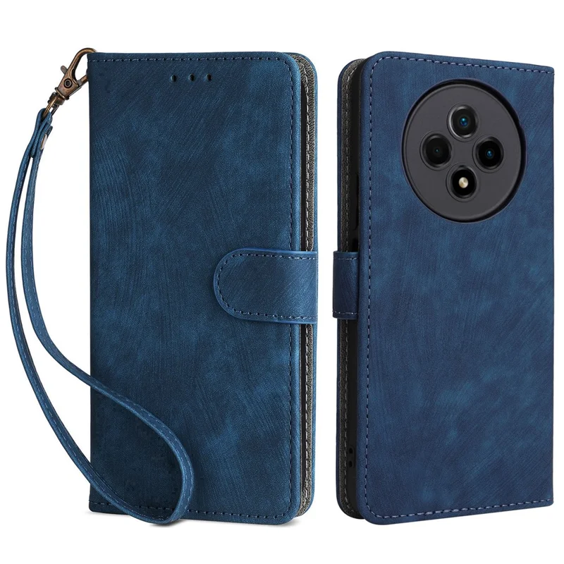 Wallet Phone Case for Wiko Hi Enjoy 60 Pro 5G Anti-Drop RFID Blocking Leather Flip Cover with Strap - Blue