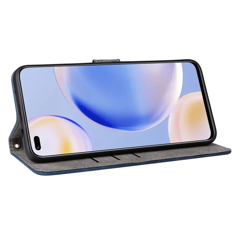 Wallet Phone Case for Wiko Hi Enjoy 60 Pro 5G Anti-Drop RFID Blocking Leather Flip Cover with Strap - Blue