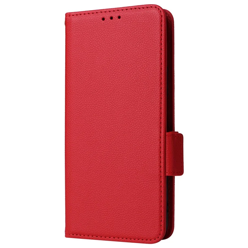 For Wiko Hi Enjoy 60 Pro 5G Wallet Phone Case Litchi Texture PU Leather Anti-Drop Stand Cover with Strap - Red