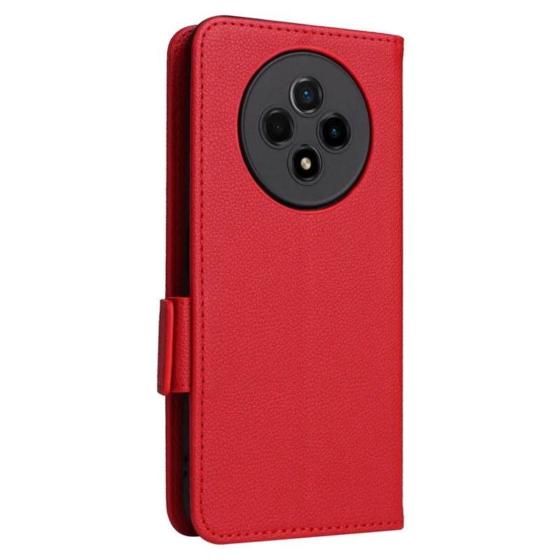 For Wiko Hi Enjoy 60 Pro 5G Wallet Phone Case Litchi Texture PU Leather Anti-Drop Stand Cover with Strap - Red
